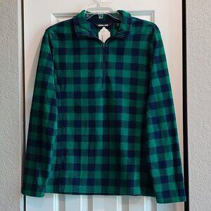Land's End Green & Blue Plaid Long Sleeve Flannel Shirt Women's Size M (10-12)